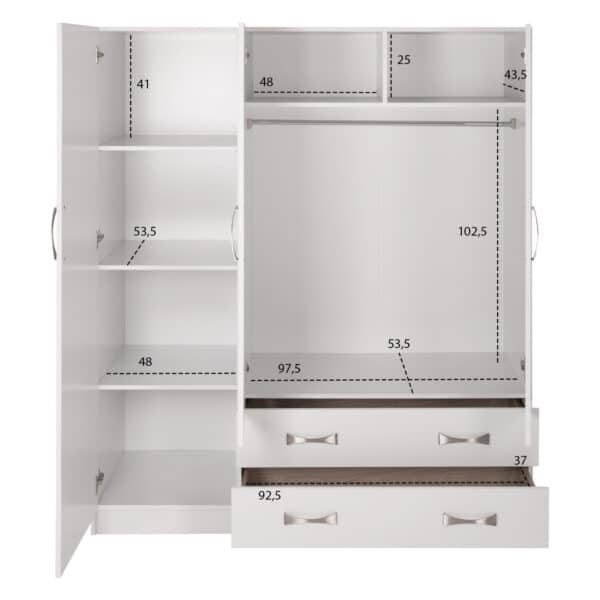 ΝΤΟΥΛΑΠΑ 3ΦΥΛΛΗ CARLY HM384.05 ΜΕ ΔΥΟ ΣΥΡΤΑΡΙΑ ΛΕΥΚΗ 150X55Χ180Υεκ. - Image 4