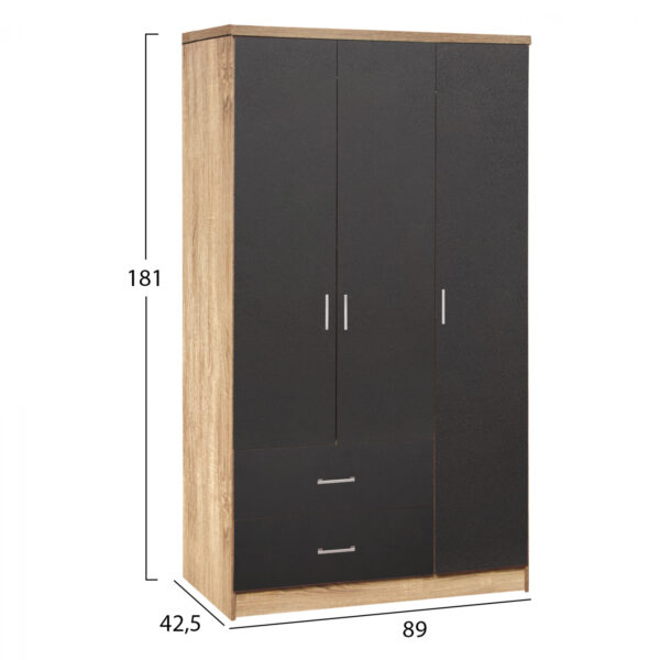 ΝΤΟΥΛΑΠΑ 3ΦΥΛΛΗ ME 2 ΣΥΡΤΑΡΙΑ CAESAR HM340.04 SONAMA ΜΕ ΓΚΡΙ 89x42,5Χ181εκ. - Image 2