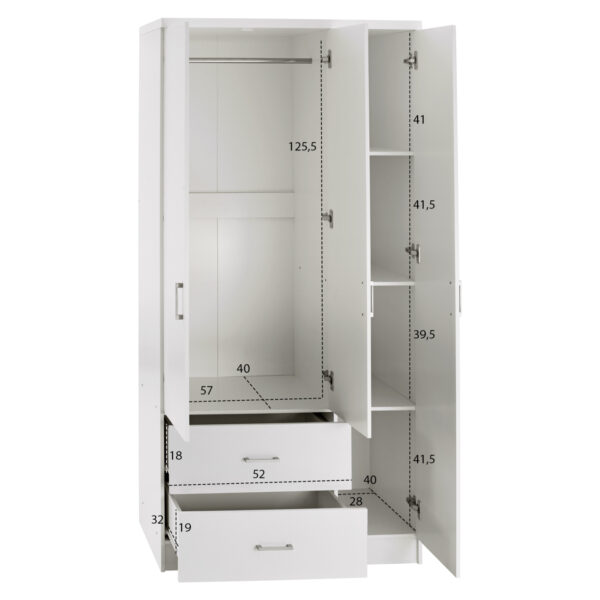ΝΤΟΥΛΑΠΑ 3ΦΥΛΛΗ ME 2 ΣΥΡΤΑΡΙΑ CAESAR HM340.05 ΛΕΥΚΗ 89x42,5x181 εκ. - Image 3