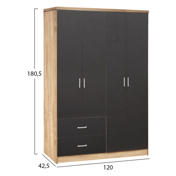 ΝΤΟΥΛΑΠΑ 4ΦΥΛΛΗ BRIANA ME 2 ΣΥΡΤΑΡΙΑ HM339.04 SONAMA-ΓΚΡΙ 120Χ42,5Χ180,5εκ. - Image 2