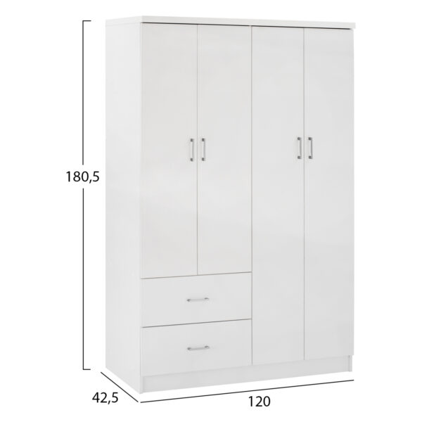 ΝΤΟΥΛΑΠΑ 4ΦΥΛΛΗ ME 2 ΣΥΡΤΑΡΙΑ BLAKELY HM339.05 ΛΕΥΚΗ 120Χ42,5Χ180,5 εκ. - Image 2
