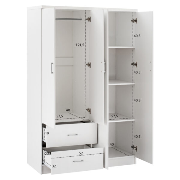 ΝΤΟΥΛΑΠΑ 4ΦΥΛΛΗ ME 2 ΣΥΡΤΑΡΙΑ BLAKELY HM339.05 ΛΕΥΚΗ 120Χ42,5Χ180,5 εκ. - Image 3
