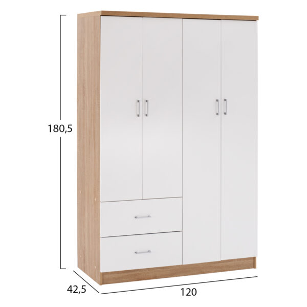 ΝΤΟΥΛΑΠΑ 4ΦΥΛΛΗ ME 2 ΣΥΡΤΑΡΙΑ BLAKELY HM339.06 SONAMA ΛΕΥΚΗ 120Χ42,5Χ180,5 εκ. - Image 2