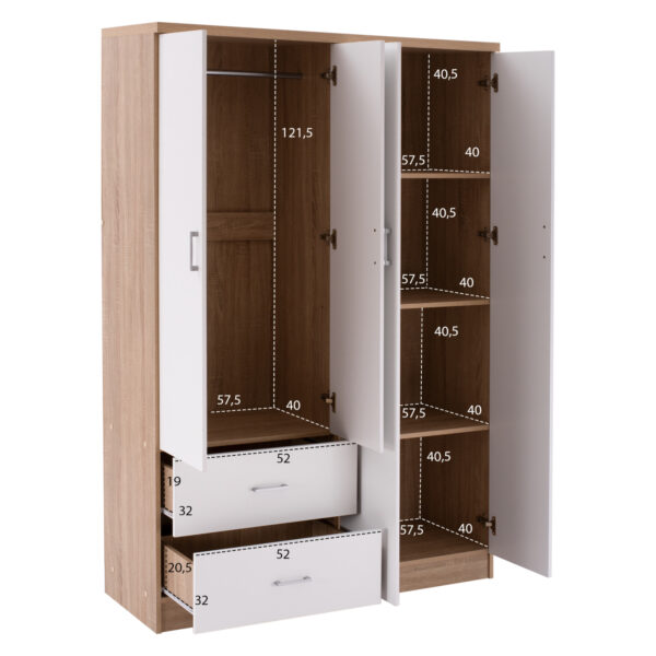 ΝΤΟΥΛΑΠΑ 4ΦΥΛΛΗ ME 2 ΣΥΡΤΑΡΙΑ BLAKELY HM339.06 SONAMA ΛΕΥΚΗ 120Χ42,5Χ180,5 εκ. - Image 3