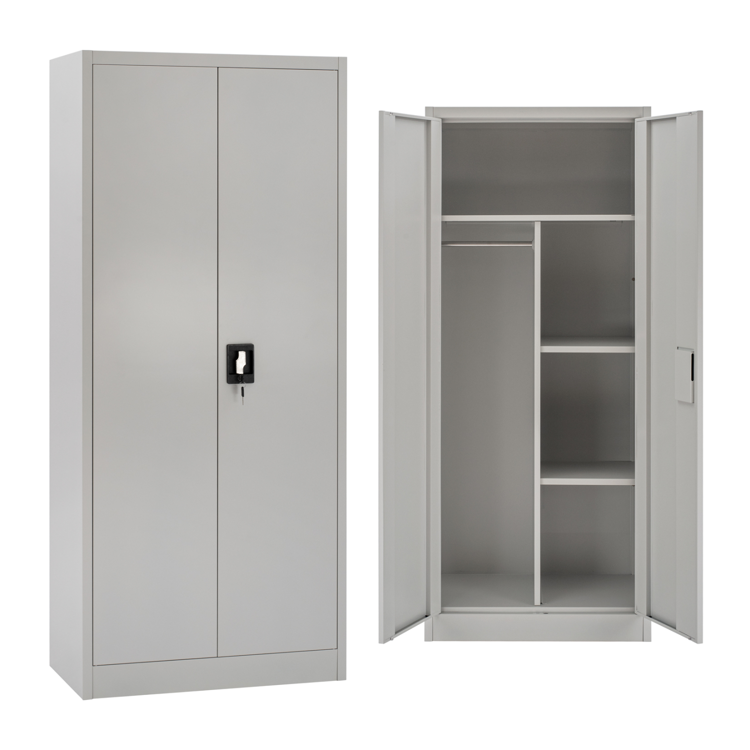 HM5961.01 ΝΤΟΥΛΑΠΑ ΜΕΤΑΛΛΙΚΗ HM5961.01 ΜΕ ΧΩΡΙΣΜΑ ΔΙΦΥΛΛΗ ΑΝΟΙΧΤΟ ΓΚΡΙ 90Χ40Χ180Yεκ. - Image 1