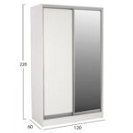 ΝΤΟΥΛΑΠΑ ΣΥΡΟΜΕΝΗ ADLER ΜΕΛΑΜΙΝΗΣ 120x60x220Yεκ. ΔΙΦΥΛΛΗ ΛΕΥΚΗ ΜΕ ΚΑΘΡΕΠΤΗ HM2460.03 - Image 2