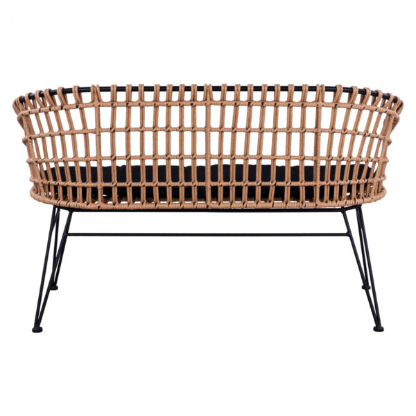 ΠΑΓΚΑΚΙ ΜΕΤΑΛΛΙΚΟ ALLEGRA HM5692 ΜΕ WICKER ΜΑΥΡΟ-ΜΠΕΖ 124x57x77Υ εκ. - Image 4