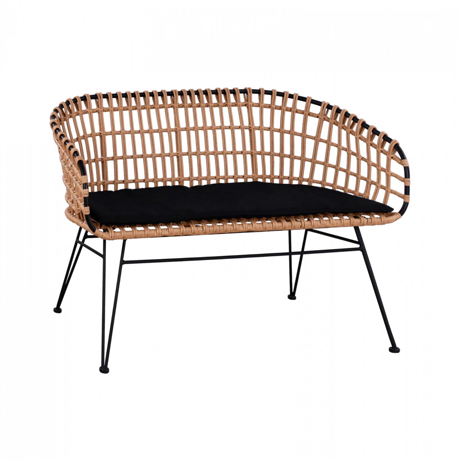HM5692 ΠΑΓΚΑΚΙ ΜΕΤΑΛΛΙΚΟ ALLEGRA HM5692 ΜΕ WICKER ΜΑΥΡΟ-ΜΠΕΖ 124x57x77Υ εκ. - Image 1