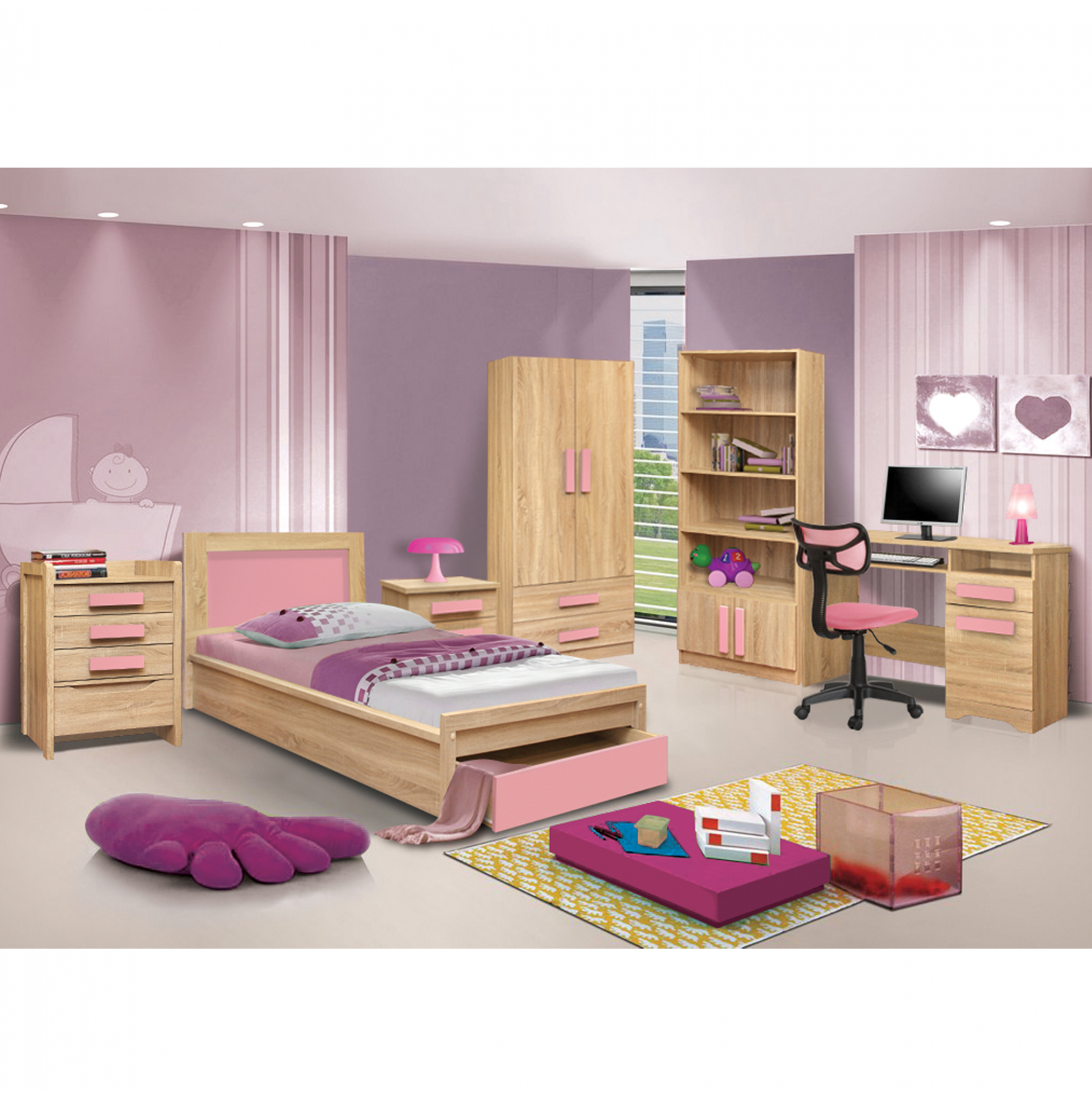 HM330.02+HM331+HM336.02 ΠΑΙΔΙΚΟ ΔΩΜΑΤΙΟ PLAYROOM SONAMA-ΡΟΖ 48X40X39.2 cm - Image 1