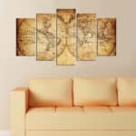 ΠΕΝΤΑΠΤΥΧΟΣ ΠΙΝΑΚΑΣ MDF VINTAGE WORLD MAP HM7206.06 100X60x0,3 εκ. - Image 3