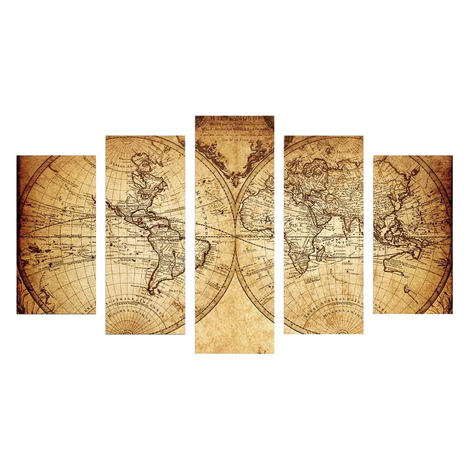 HM7206.06 ΠΕΝΤΑΠΤΥΧΟΣ ΠΙΝΑΚΑΣ MDF VINTAGE WORLD MAP HM7206.06 100X60x0,3 εκ. - Image 1