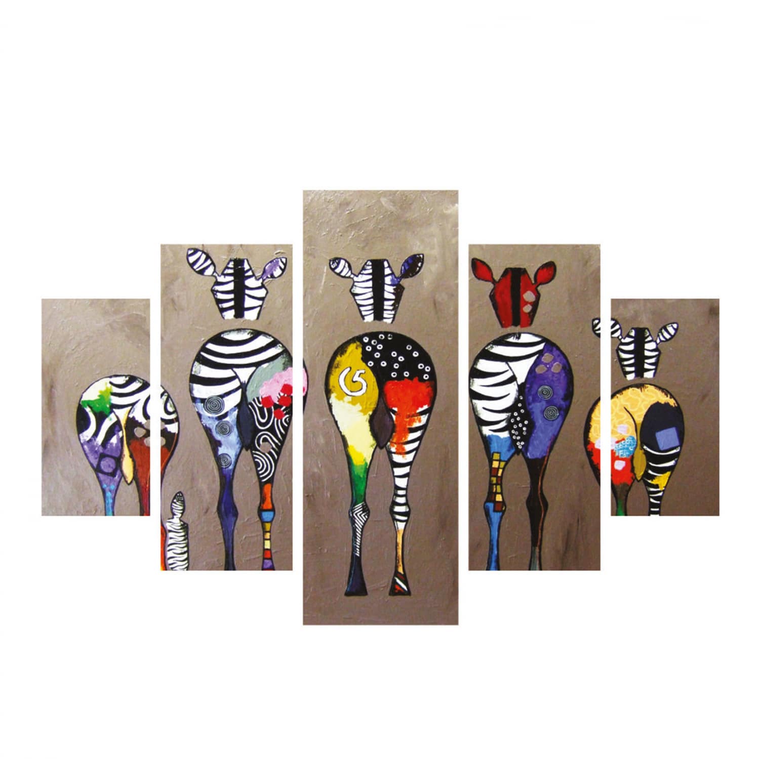 HM7207.03 ΠΙΝΑΚΑΣ ΠΕΝΤΑΠΤΥΧΟ MDF COLORFUL ZEBRAS 82Χ56x3 HM7207.03 - Image 1