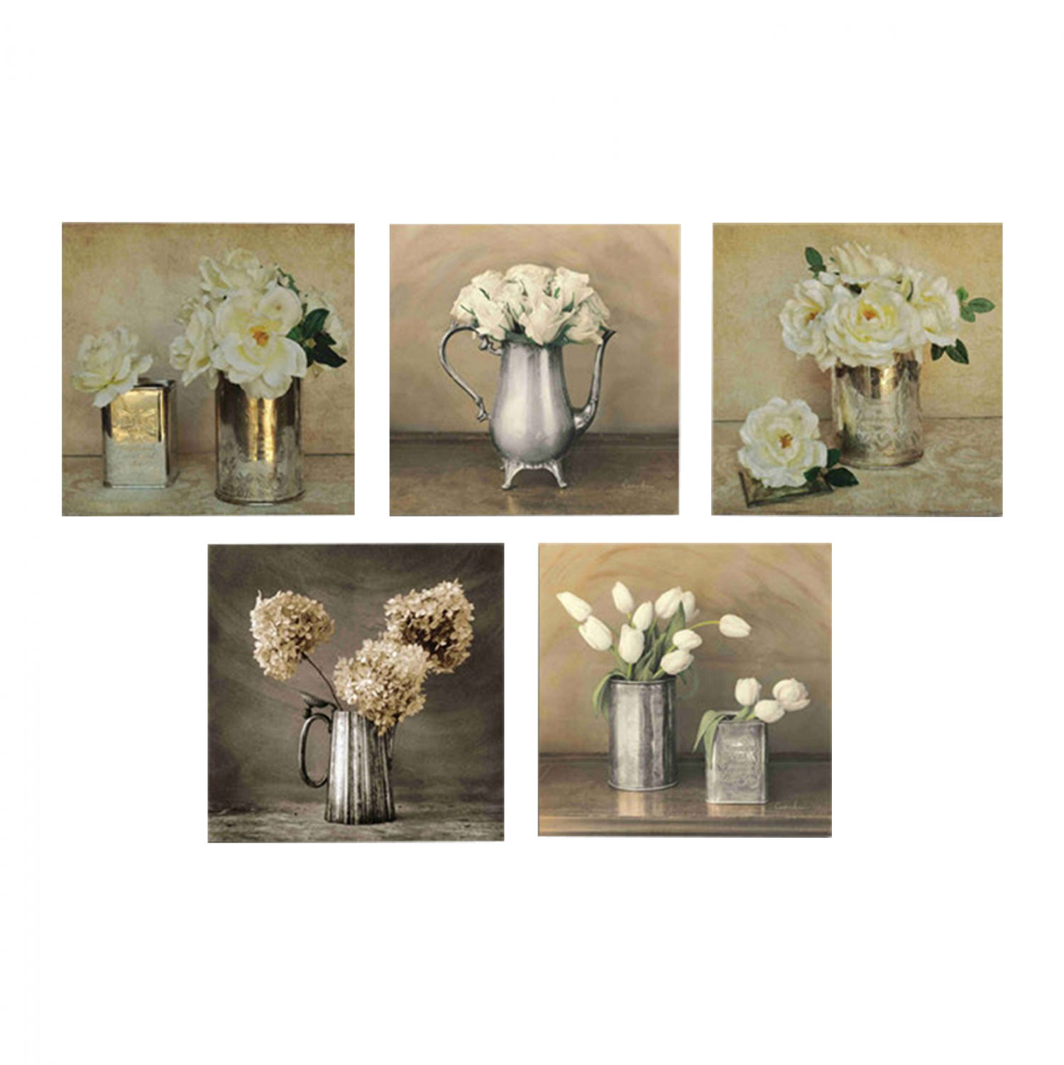 HM7205.02 ΠΙΝΑΚΑΣ ΠΕΝΤΑΠΤΥΧΟ MDF ROMANTIC FLOWERS HM7205.02 75X0,3X15 εκ. - Image 1