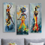 ΠΙΝΑΚΑΣ ΤΡΙΠΤΥΧΟ MDF AFRICAN GIRL IN COLORFUL DRESS HM7204.02 60X0,3X50 εκ. - Image 3