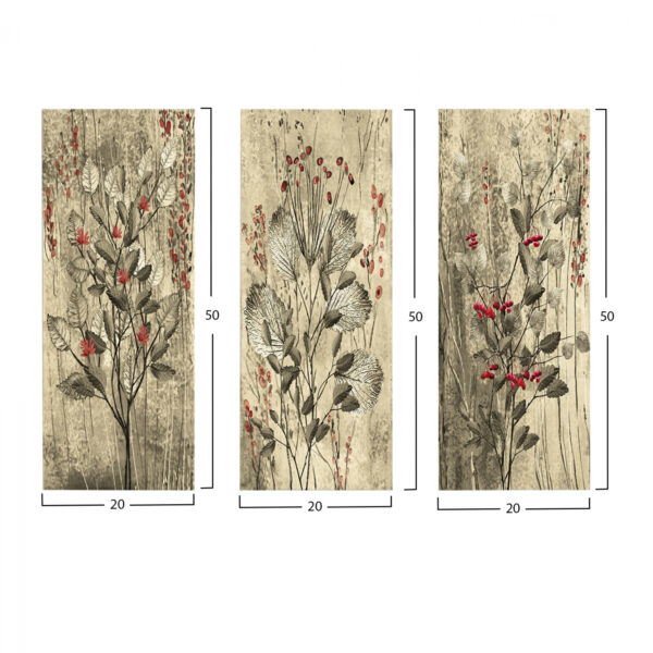 ΠΙΝΑΚΑΣ ΤΡΙΠΤΥΧΟ MDF RED FLOWERS AND BERRIES HM7204.01 60x50x0,3 εκ. - Image 2