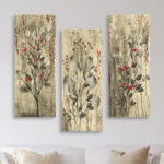 ΠΙΝΑΚΑΣ ΤΡΙΠΤΥΧΟ MDF RED FLOWERS AND BERRIES HM7204.01 60x50x0,3 εκ. - Image 3