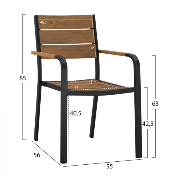 ΠΟΛΥΘΡΟΝΑ ΑΛΟΥΜΙΝΙΟΥ SAGA ΑΝΘΡΑΚΙ ΜΕ POLYWOOD HM5127.02 55x56x85Υεκ. - Image 2