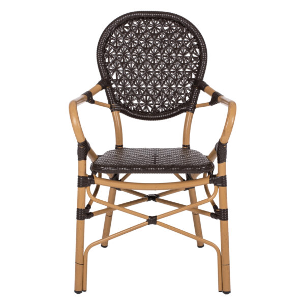 ΠΟΛΥΘΡΟΝΑ ΑΛΟΥΜΙΝΙΟΥ BAMBOO LOOK ΚΑΦΕ ΚΑΙ ΚΑΦΕ PE RATTAN HM5926.01 56x62x95Yεκ. - Image 3