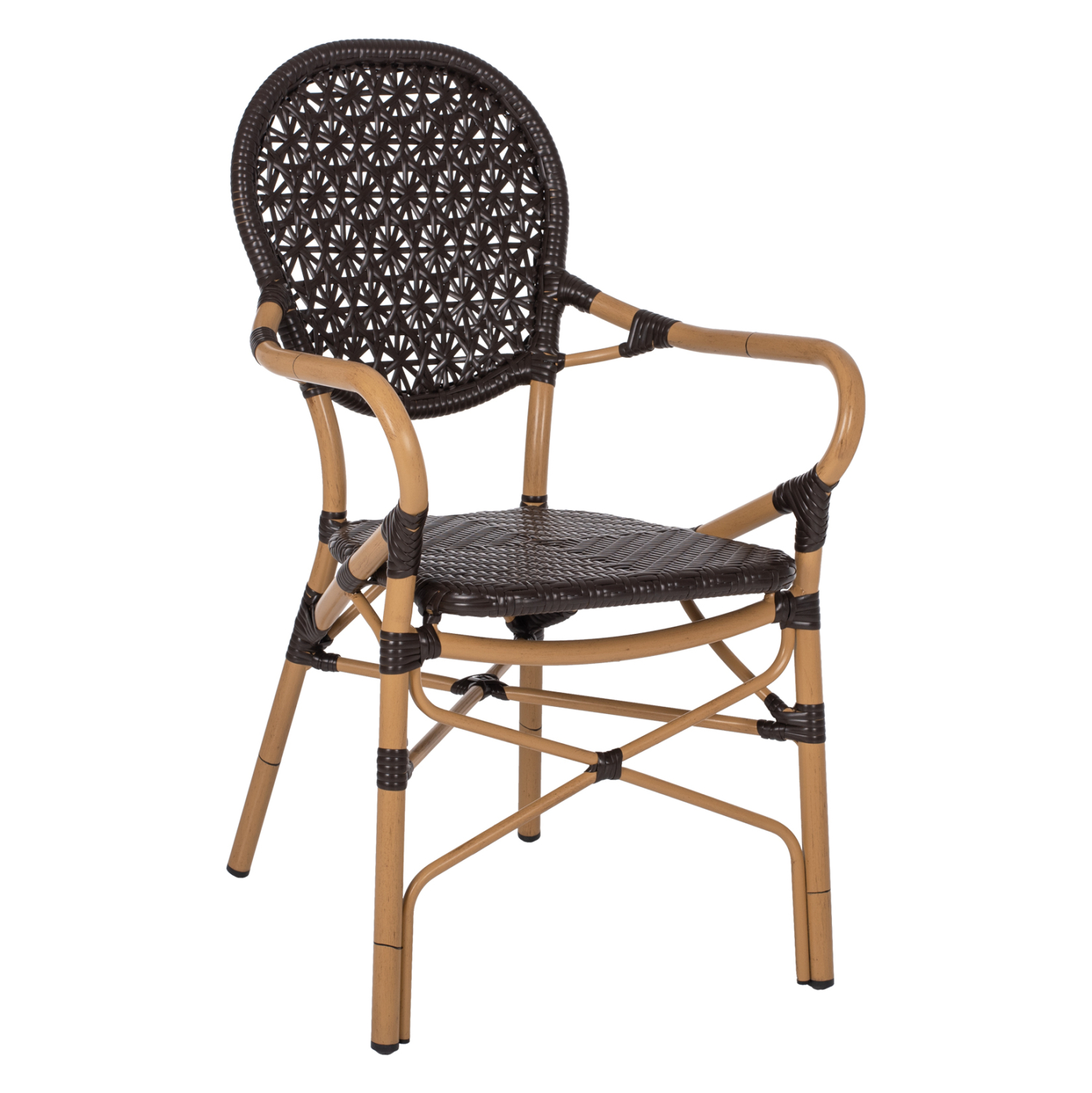 HM5926.01 ΠΟΛΥΘΡΟΝΑ ΑΛΟΥΜΙΝΙΟΥ BAMBOO LOOK ΚΑΦΕ ΚΑΙ ΚΑΦΕ PE RATTAN HM5926.01 56x62x95Yεκ. - Image 1