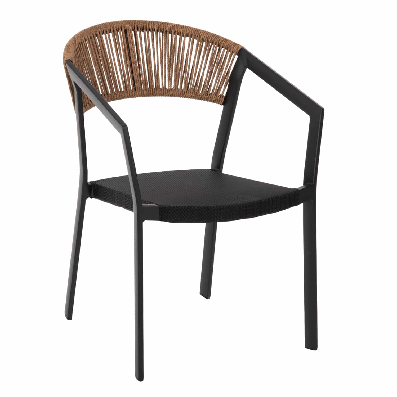 HM5891.05 ΠΟΛΥΘΡΟΝΑ ΑΛΟΥΜΙΝΙΟΥ MIRI HM5891.05 ΜΑΥΡΟΣ ΣΚΕΛΕΤΟΣ&TEXTLINE-ΜΠΕΖ RATTAN 57,5x59x81,5Yεκ. - Image 1