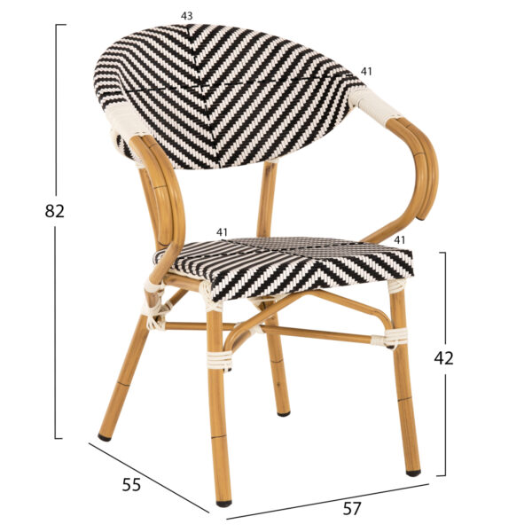 ΠΟΛΥΘΡΟΝΑ BAMBOO LOOK HM5861.01 ΜΑΥΡΟ-ΛΕΥΚΟ 57x55x82 εκ. - Image 2