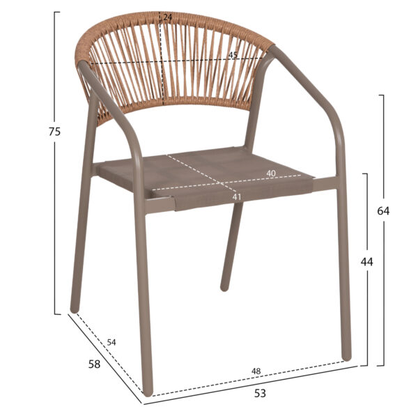 ΠΟΛΥΘΡΟΝΑ HOMAN HM6430.04 ΣΑΜΠΑΝΙ ΜΕΤΑΛΛΟ & TEXTILENE--ΜΠΕΖ P.E.RATTAN 53x58x75Υεκ - Image 2