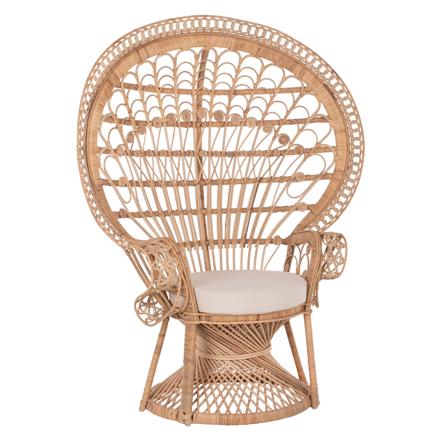 HM9342 ΠΟΛΥΘΡΟΝΑ ROYAL PEACOCK HM9342 RATTAN ΣΕ ΦΥΣΙΚΟ-ΜΑΞΙΛΑΡΙ ΜΠΕΖ 114x72x150Yεκ. - Image 1