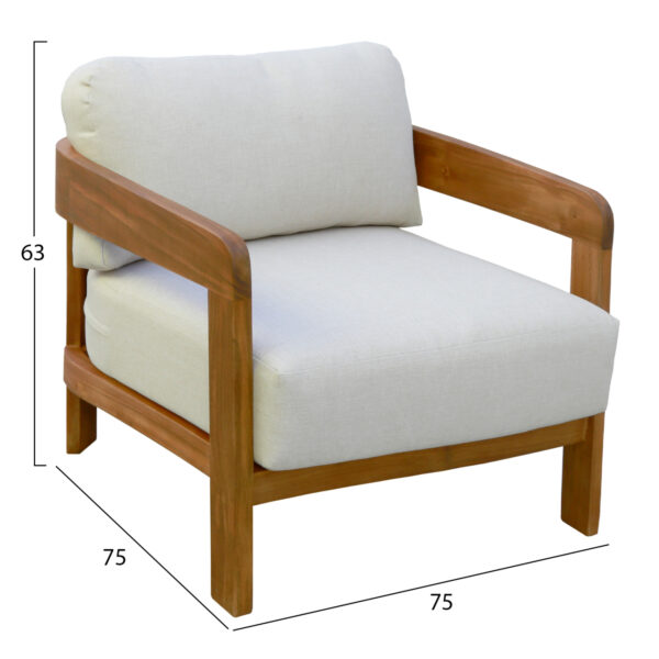 ΠΟΛΥΘΡΟΝΑ LOUNGE ΕΞ.ΧΩΡΟΥ SOLARA HM6513 ΞΥΛΟ ΑΚΑΚΙΑΣ ΦΥΣΙΚΟ-ΜΑΞΙΛΑΡΙΑ ΕΚΡΟΥ 75x75x63Υεκ - Image 2