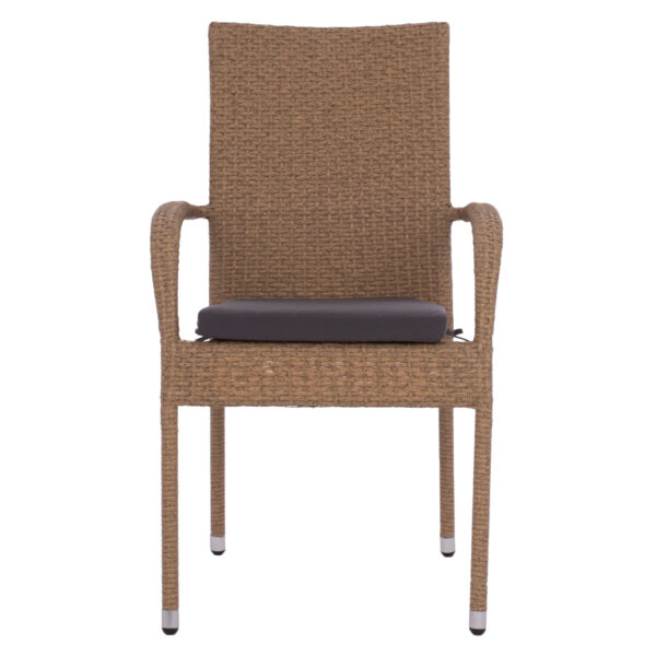 ΠΟΛΥΘΡΟΝΑ ΜΕΤΑΛΛΙΚΗ ANISHA HM5685.02 ΜΕ ΜΑΞΙΛΑΡΙ WICKER ΚΑΦΕ-ΜΟΚΑ ΣΤΟΙΒ/ΜΕΝΗ 56x60x94 εκ. - Image 3