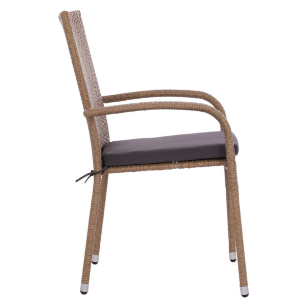 ΠΟΛΥΘΡΟΝΑ ΜΕΤΑΛΛΙΚΗ ANISHA HM5685.02 ΜΕ ΜΑΞΙΛΑΡΙ WICKER ΚΑΦΕ-ΜΟΚΑ ΣΤΟΙΒ/ΜΕΝΗ 56x60x94 εκ. - Image 4