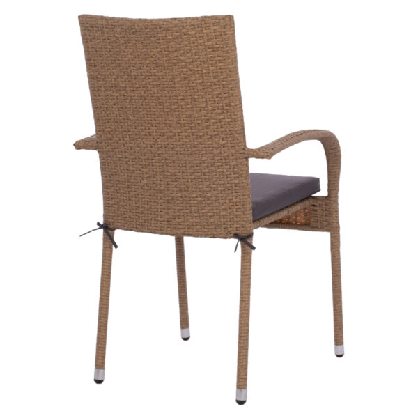 ΠΟΛΥΘΡΟΝΑ ΜΕΤΑΛΛΙΚΗ ANISHA HM5685.02 ΜΕ ΜΑΞΙΛΑΡΙ WICKER ΚΑΦΕ-ΜΟΚΑ ΣΤΟΙΒ/ΜΕΝΗ 56x60x94 εκ. - Image 5