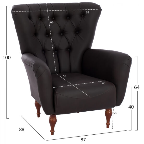 ΠΟΛΥΘΡΟΝΑ ΜΠΕΡΖΕΡΑ Τ. CHESTERFIELD ΣΕ ΧΡΩΜΑ ΚΑΦΕ HM9217.03 87x88x100 εκ. - Image 2