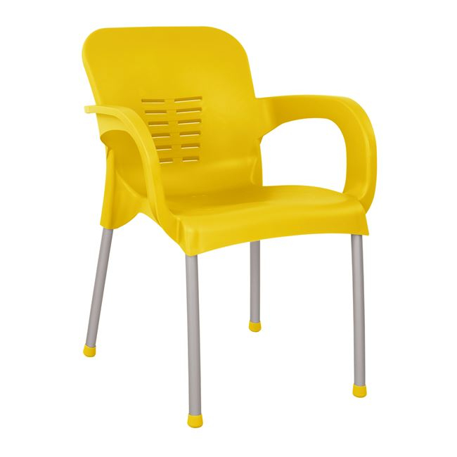 HM5592.09 ΠΟΛΥΘΡΟΝΑ ΠΟΛΥΠΡΟΠΥΛΕΝΙΟΥ KAREK HM5592.09 ΧΡΩΜΑ ΚΙΤΡΙΝΟ ΜΕ ΠΟΔΙ ΑΛΟΥΜΙΝΙΟΥ 59x58x81Y - Image 1