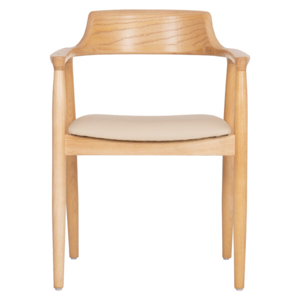 ΠΟΛΥΘΡΟΝΑ ΤΡΑΠΕΖΑΡΙΑΣ TARGA HM18336.11 RUBBERWOOD ΦΥΣΙΚΟ & PU ΕΚΡΟΥ 58x54x78Yεκ - Image 3