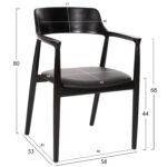 ΠΟΛΥΘΡΟΝΑ ΤΡΑΠΕΖΑΡΙΑΣ KINGSLEY HM9634.02 ΞΥΛΟ ΜΑΟΝΙ- ΜΑΥΡΟ VINYL 58x53x80Yεκ. - Image 2