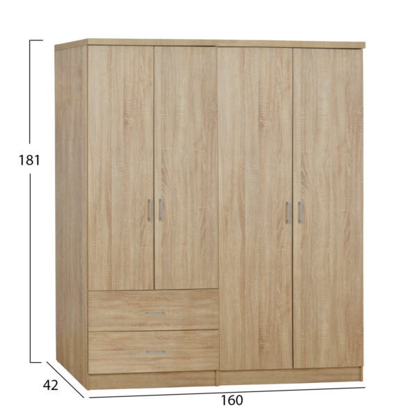 ΝΤΟΥΛΑΠΑ 4-ΦΥΛΛΗ ΜΕ 2 ΣΥΡΤΑΡΙΑ JENNA HM11351.02 ΜΕΛΑΜΙΝΗ ΣΕ SONAMA 160x42x181Υ - Image 2
