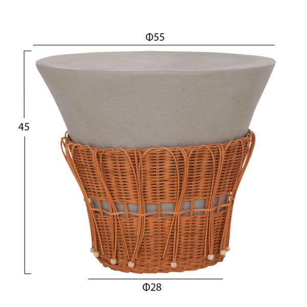 ΣΕΤ 2ΤΜΧ ΒΟΗΘΗΤΙΚΑ ΤΡΑΠΕΖΙΑ PERRAL HM21138.03 FIBER CEMENT ΓΚΡΙ--ΦΥΣΙΚΟ RATTAN - Image 2
