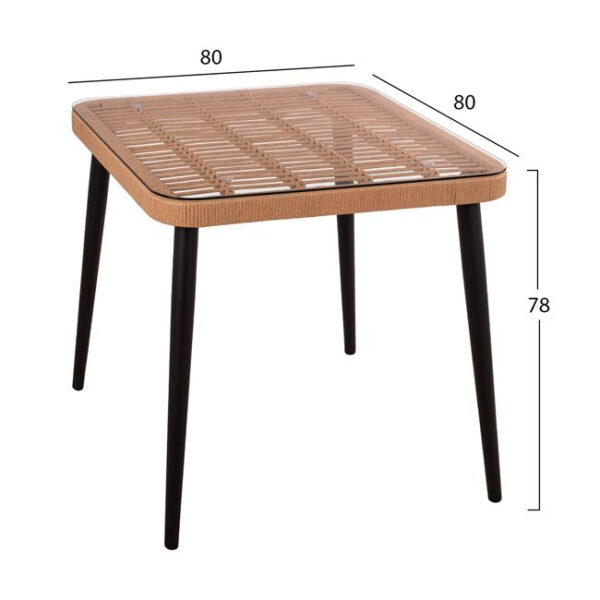 ΣΕΤ 3ΤΜΧ ALLEGRA WICKER ΜΕ ΤΡΑΠΕΖΙ 80X80Χ78Υ ΜΠΕΖ & ΜΑΥΡΟ ΧΡΩΜΑ HM10485 - Image 2