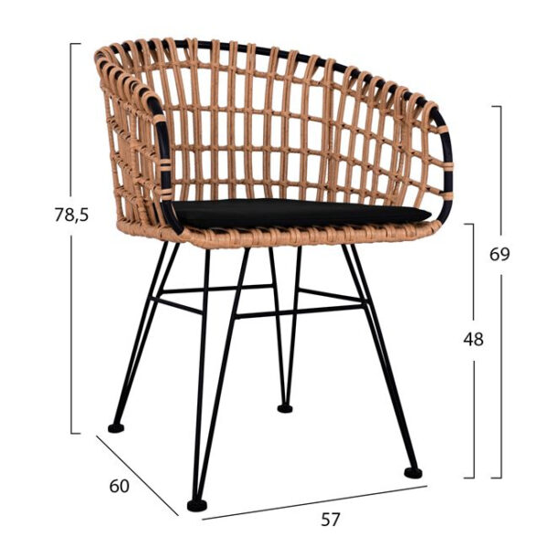 ΣΕΤ 4ΤΜΧ ΤΡΑΠΕΖΙ ΜΕ ΠΑΓΚΑΚΙ & 2 ΠΟΛΥΘΡΟΝΕΣ ALLEGRA WICKER ΜΠΕΖ HM10600 - Image 3