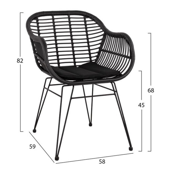 ΣΕΤ 5ΤΜΧ ALLEGRA WICKER ΜΕ ΤΡΑΠΕΖΙ 140X80Χ78Υ ΜΠΕΖ & ΜΑΥΡΟ ΧΡΩΜΑ HM10508 - Image 3