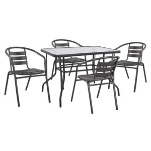 ΣΕΤ ΤΡΑΠΕΖΑΡΙΑΣ 5ΤΜΧ ADAM HM21220.01 ΚΑΡΕΚΛΕΣ ΜΕΤΑΛΛΙΚΕΣ & ΤΡΑΠΕΖΙ 110x60 ΓΚΡΙ
