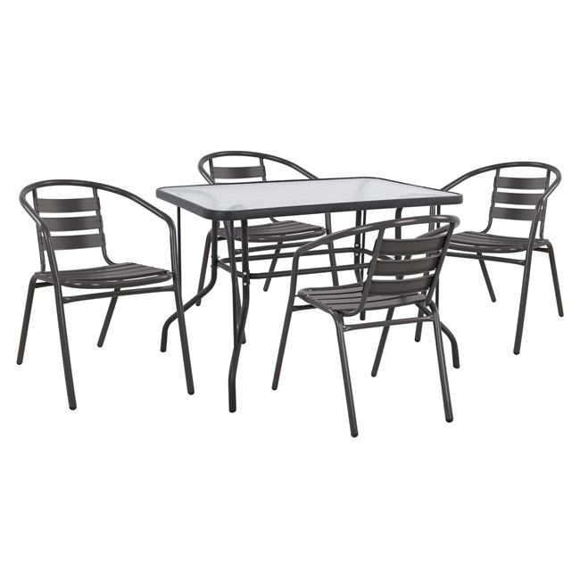 HM21220.01 ΣΕΤ ΤΡΑΠΕΖΑΡΙΑΣ 5ΤΜΧ ADAM HM21220.01 ΚΑΡΕΚΛΕΣ ΜΕΤΑΛΛΙΚΕΣ & ΤΡΑΠΕΖΙ 110x60 ΓΚΡΙ - Image 1