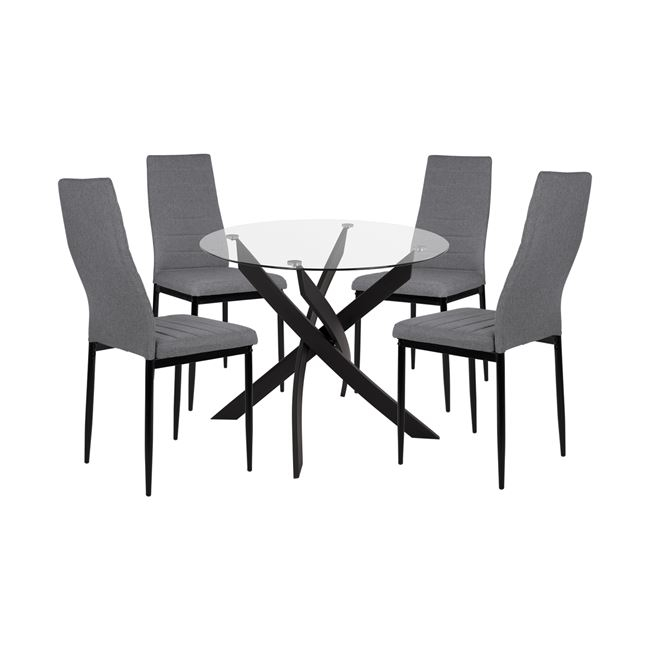 HM11071 ΣΕΤ 5ΤΜΧ ΤΡΑΠΕΖΙ ΜΑΥΡΟ & ΚΑΡΕΚΛΕΣ LADY ΓΚΡΙ ΧΡΩΜΑ ΜΕΤΑΛΛΙΚΑ HM11071 42,5x53x95 εκ. - Image 1