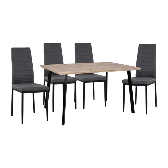HM8374+HM0037.20 ΣΕΤ 5ΤΜΧ ΤΡΑΠΕΖΙ SONAMA & ΚΑΡΕΚΛΕΣ LADY ΓΚΡΙ ΥΦΑΣΜΑ ΜΑΥΡΟΣ ΣΚΕΛΕΤΟΣ HM11040 140x80x76 cm - Image 1