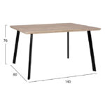ΣΕΤ 5ΤΜΧ ΤΡΑΠΕΖΙ 140x80x76 cm SONAMA & ΚΑΡΕΚΛΕΣ VANESSA ΜΑΥΡΕΣ ΜΕΤΑΛΛΙΚΑ ΠΟΔΙΑ HM11037 - Image 2