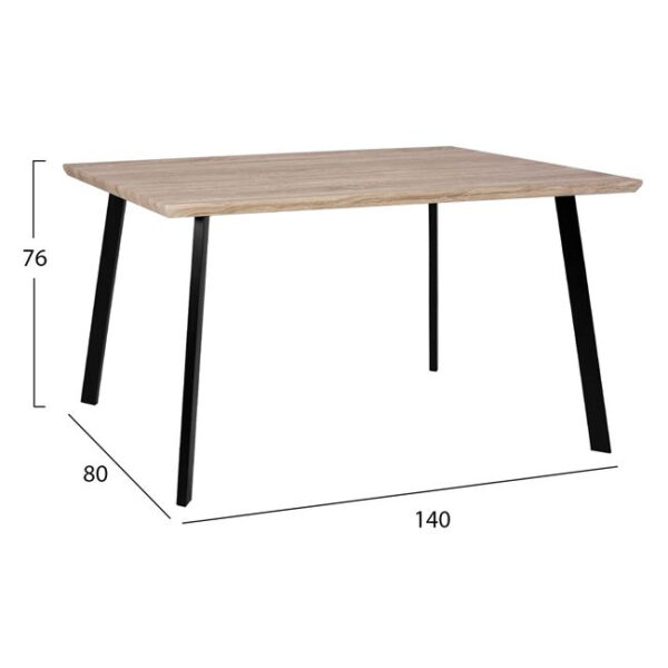 ΣΕΤ 5ΤΜΧ ΤΡΑΠΕΖΙ 140x80x76 cm SONAMA & ΚΑΡΕΚΛΕΣ VANESSA ΜΑΥΡΕΣ ΜΕΤΑΛΛΙΚΑ ΠΟΔΙΑ HM11037 - Image 2