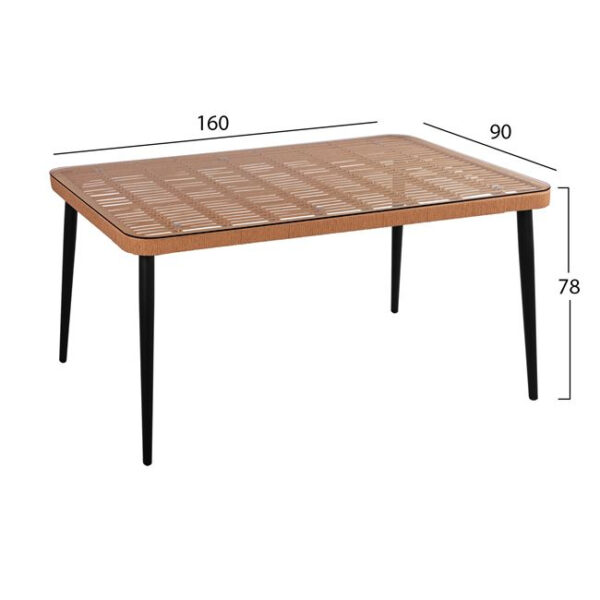 ΣΕΤ 7ΤΜΧ ALLEGRA WICKER ΜΕ ΤΡΑΠΕΖΙ 160X90X78Υ ΜΠΕΖ & ΜΑΥΡΟ ΧΡΩΜΑ HM10516 - Image 2