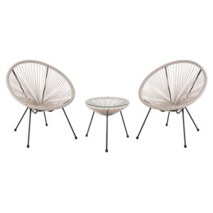 ΣΕΤ ΕΞΩΤΕΡΙΚΟΥ ΧΩΡΟΥ 3ΤΜΧ ACAPULCO HM11861.03 P.E.RATTAN ΕΚΡΟΥ-ΜΕΤΑΛΛΟ ΣΕ ΜΑΥΡΟ