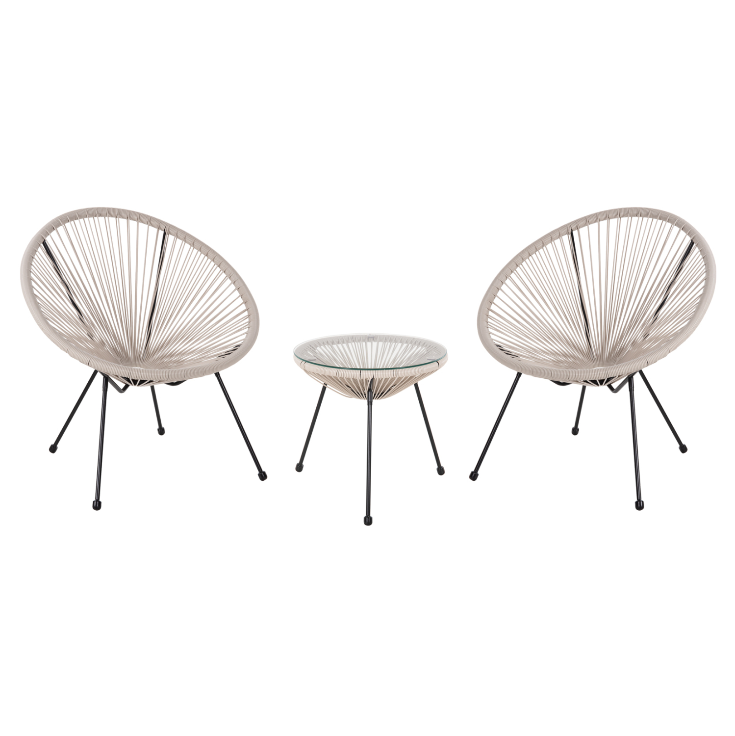 HM11861.03 ΣΕΤ ΕΞΩΤΕΡΙΚΟΥ ΧΩΡΟΥ 3ΤΜΧ ACAPULCO HM11861.03 P.E.RATTAN ΕΚΡΟΥ-ΜΕΤΑΛΛΟ ΣΕ ΜΑΥΡΟ - Image 1