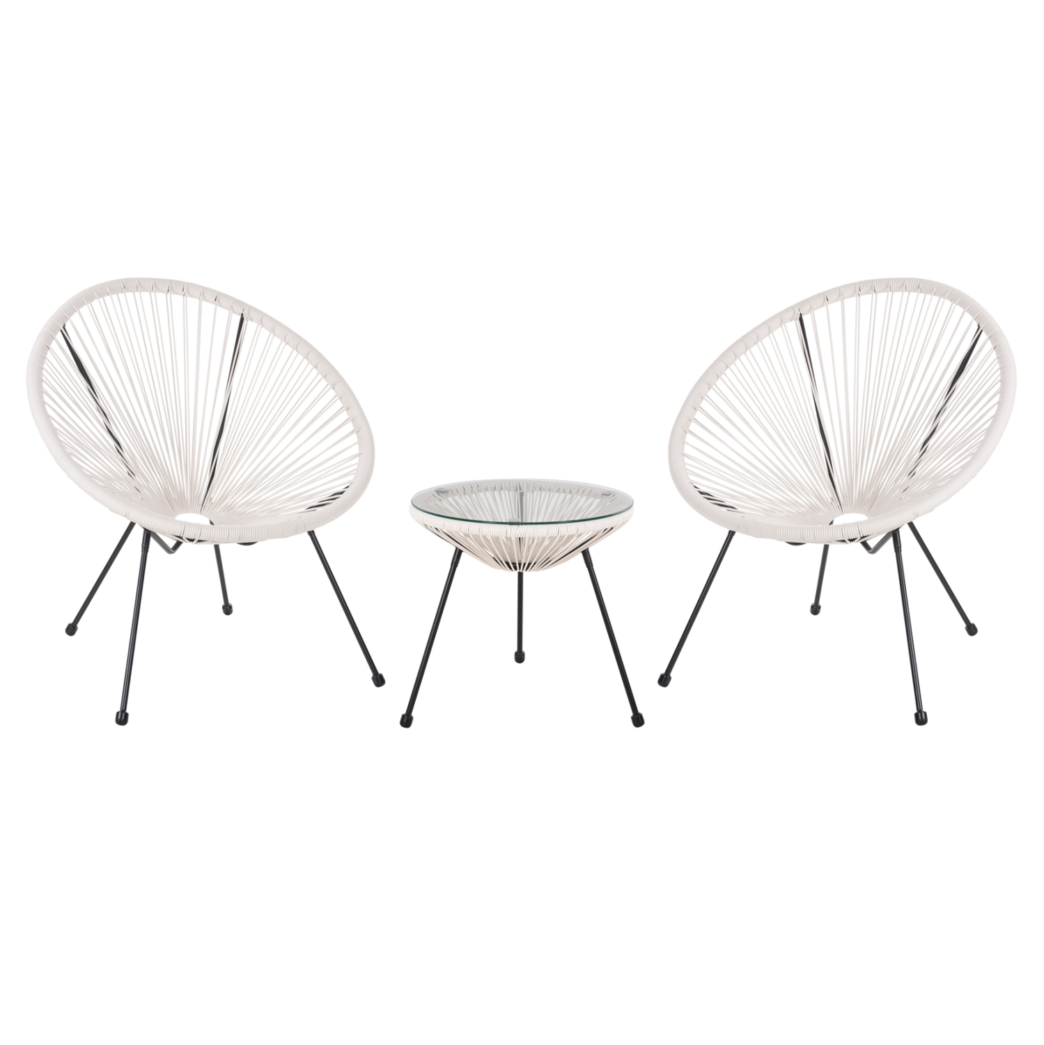 HM11861.12 ΣΕΤ ΕΞΩΤΕΡΙΚΟΥ ΧΩΡΟΥ 3ΤΜΧ ACAPULCO HM11861.12 P.E.RATTAN ΛΕΥΚΟ-ΜΕΤΑΛΛΟ ΣΕ ΜΑΥΡΟ - Image 1